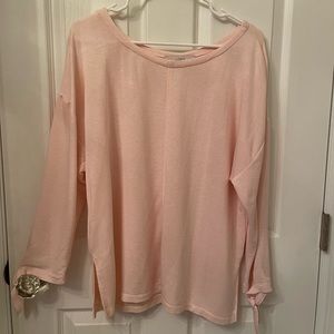 Loft Light Pink Quarter Sleeve Shirt - Size L